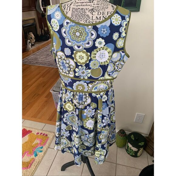 Scarlett Dress Womens Blue Floral Sheath Sleeveless Tank Cotton - Picture 5 of 11